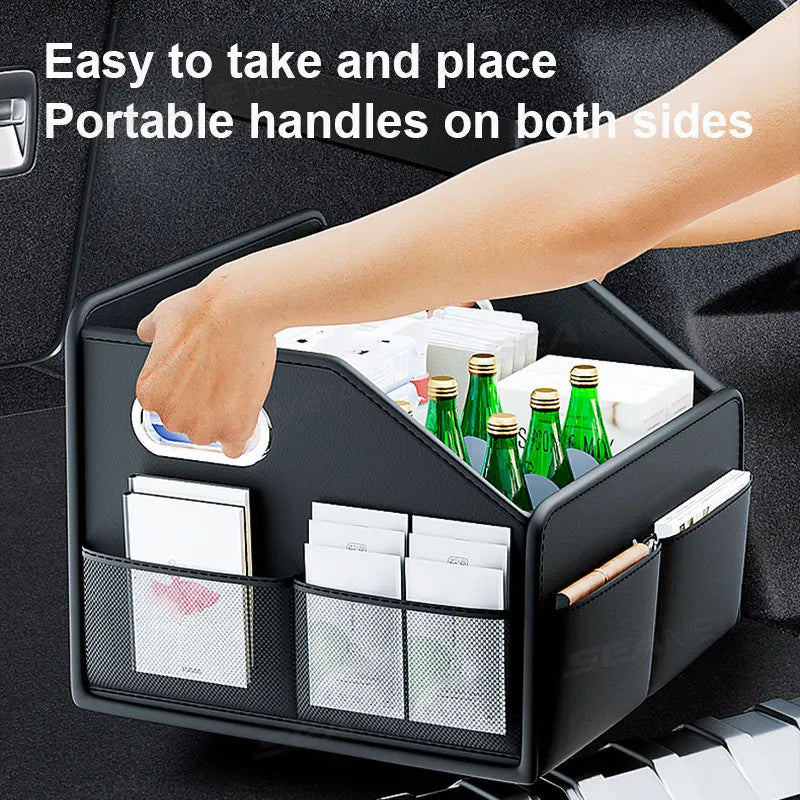 SEAMETAL Foldable Car Trunk Organizer Wear-Resistant Waterproof Car Storage Box with 6-Pocket 22.5L Large Capacity Organizer