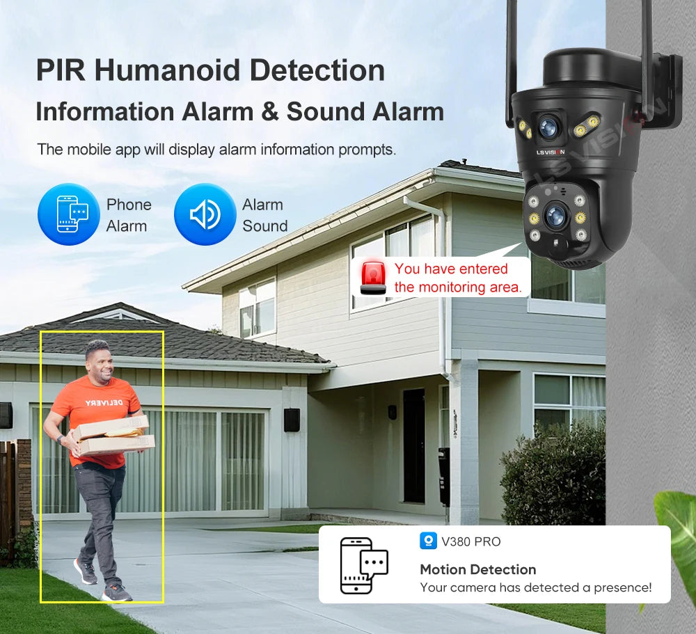 Solar Security Camera 8MP Dual Lens 4G/WiFi PTZ with Night Vision