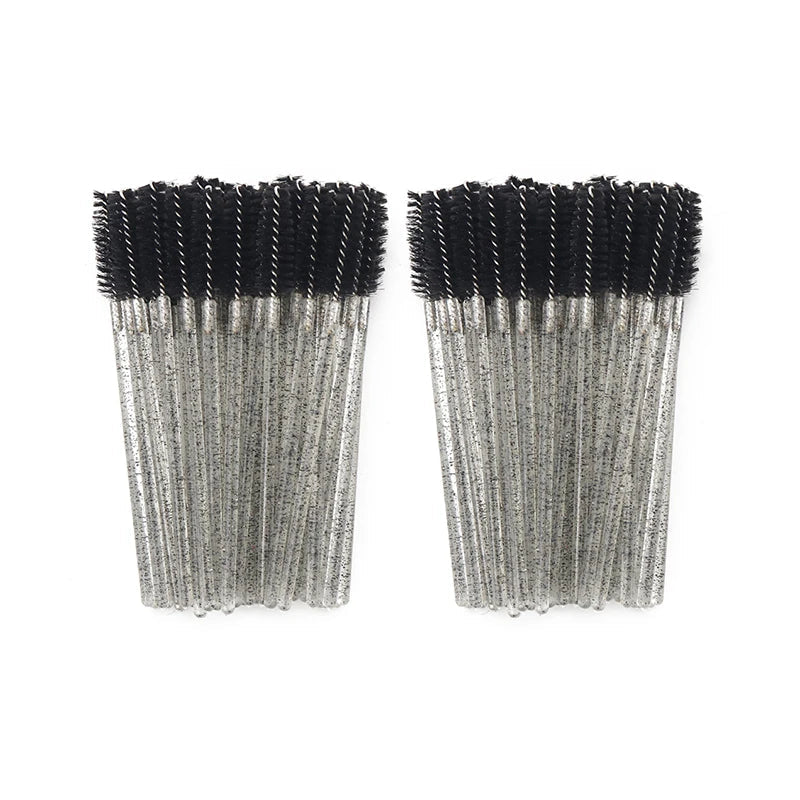 ANNAFRIS 50Pcs  Disposable Eyelash  Brush Soft Head Crystal Eyebrow Brush Lash Extension Brush  Mascara Wand Makeup Tool 