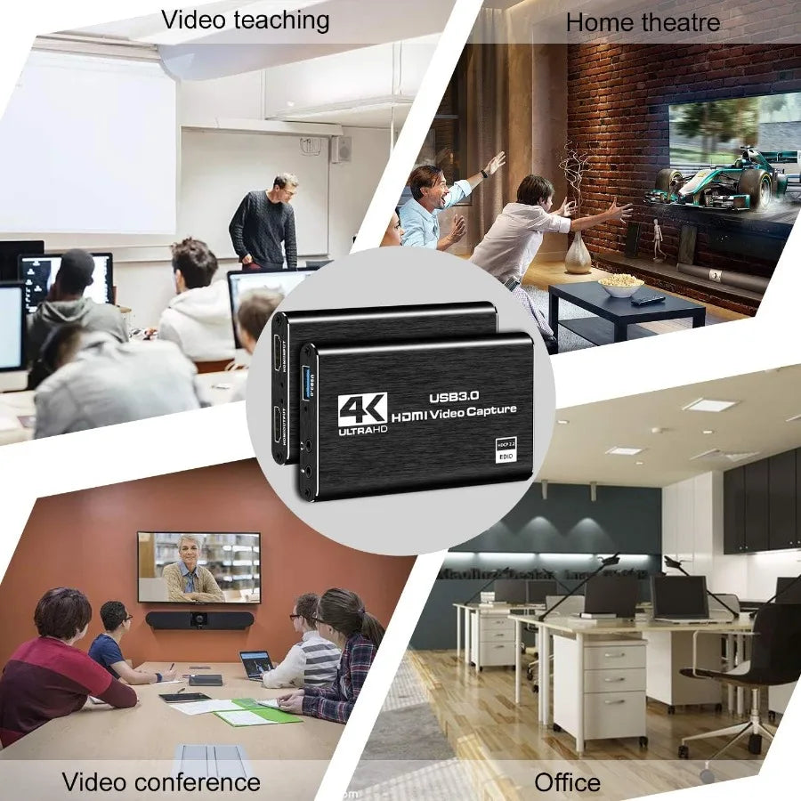 Carte de capture vidéo USB 3.0 4K Carte HDMI compatible 1080P Enregistreur vidéo HD Grabber pour PC PS4 OBS Enregistrement de jeu Micro