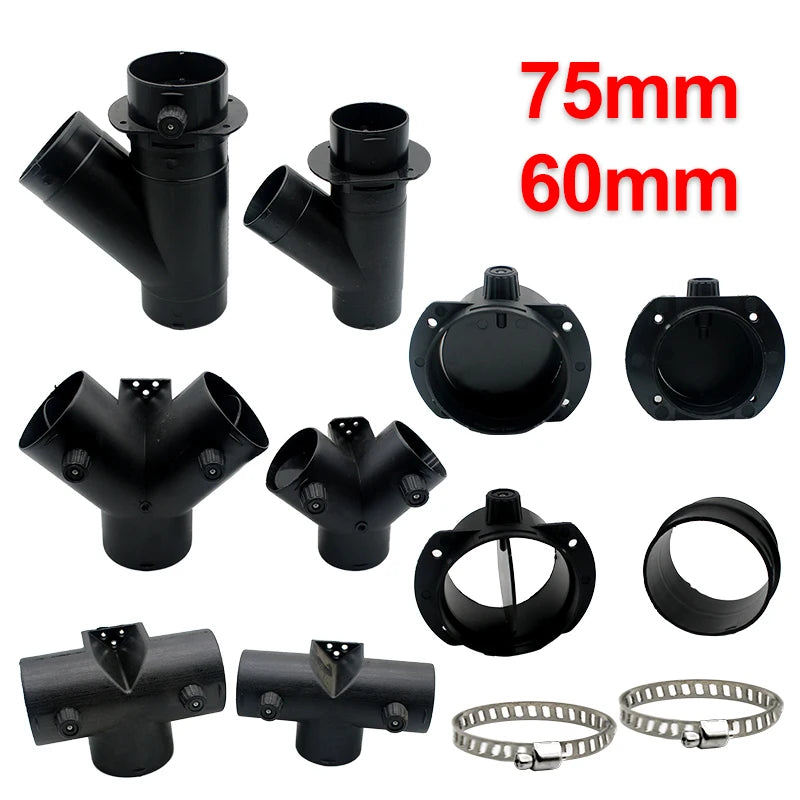 Diesel Parking Heater Air Duct Connector with Adjustable Valves, 60/75 mm