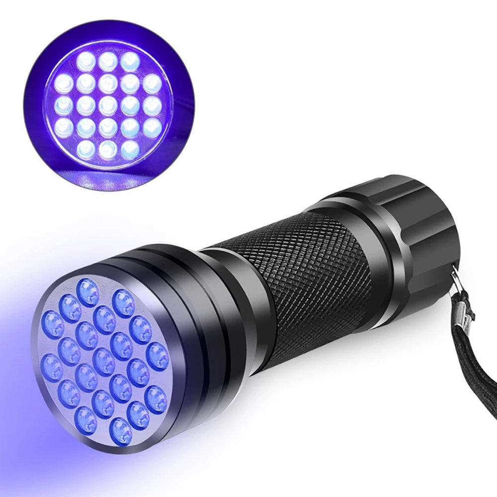 Portable 21 LED UV Ultraviolet Flashlight Blacklight 395NM Mini Torch Flash Lamp For Pet Urine Stains Black Light Flashlights 