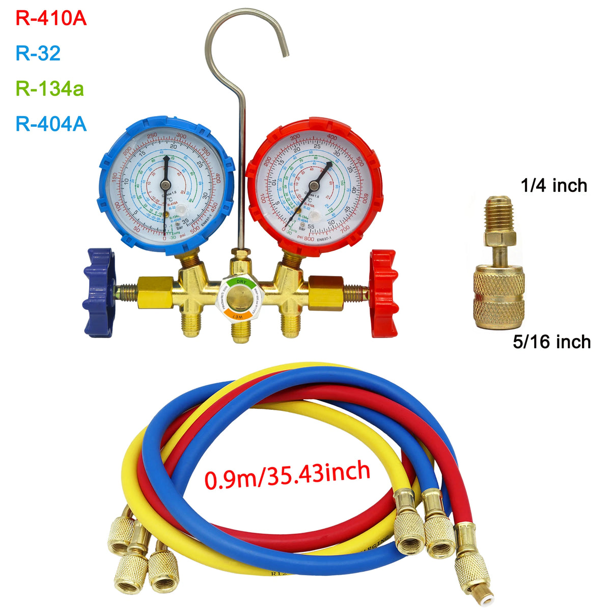 Kühlungs-Manometer Gauges 3-Wege AC Diagnose-Manometer-Set Freon-Ladung Passend R32 R410a R404A R-134a