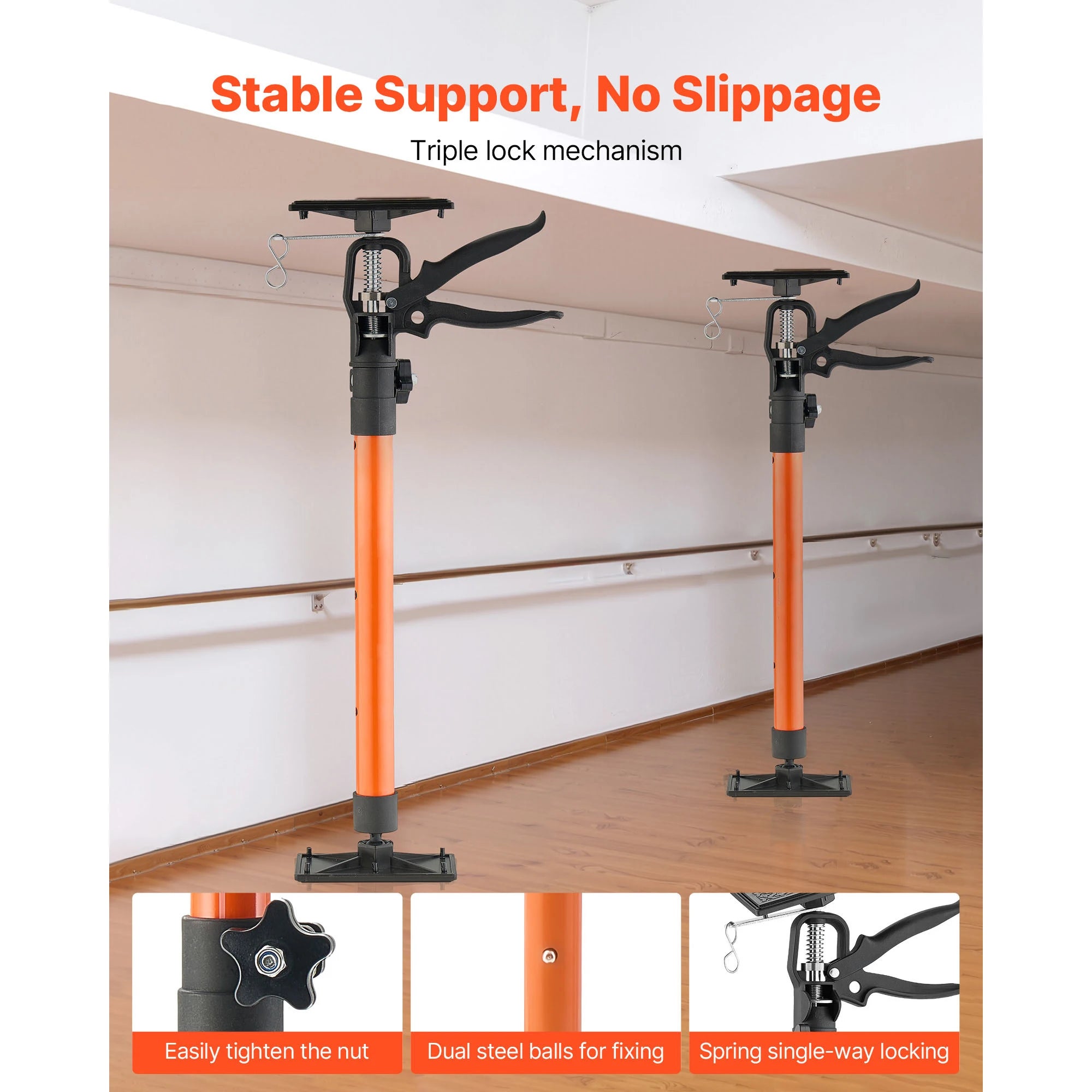 Adjustable Cabinet Jack Support Pole 19–114in Steel Lift Rod
