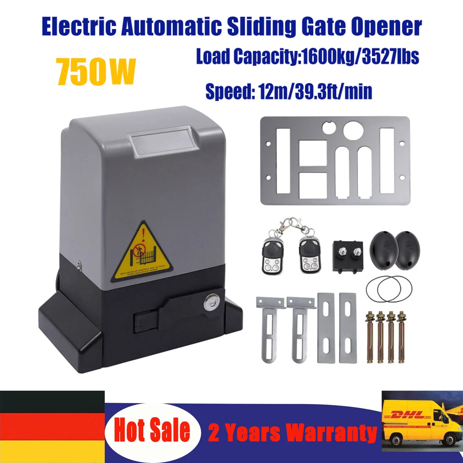 750W Sliding Electric Gate Opener with Remote Control