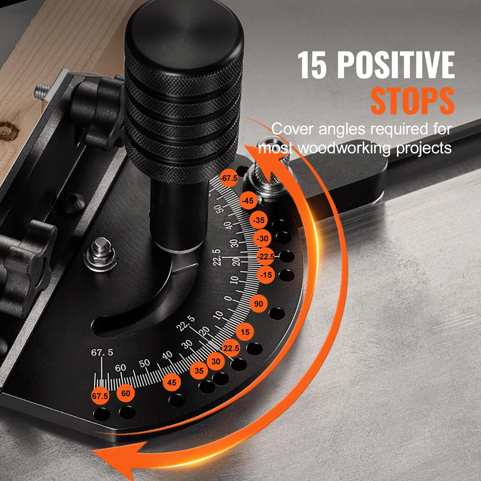 Precision Miter Gauge for Table Saws with 15 Positive Stops