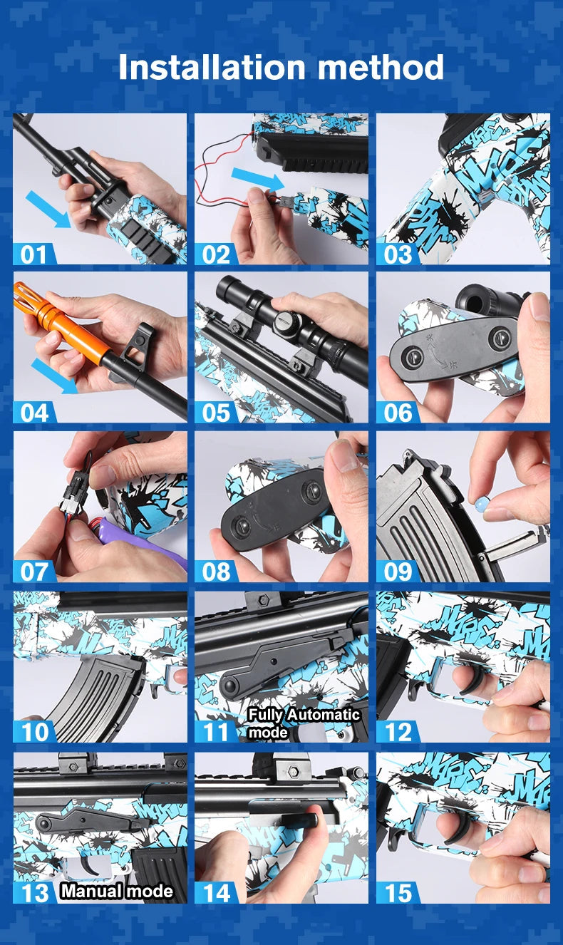 New M416 Electric Blaster Gun Set High Precision Shooting Toy Perfect Outdoor Toys Gifts for Boys Birthday (Bullets Excluded) 