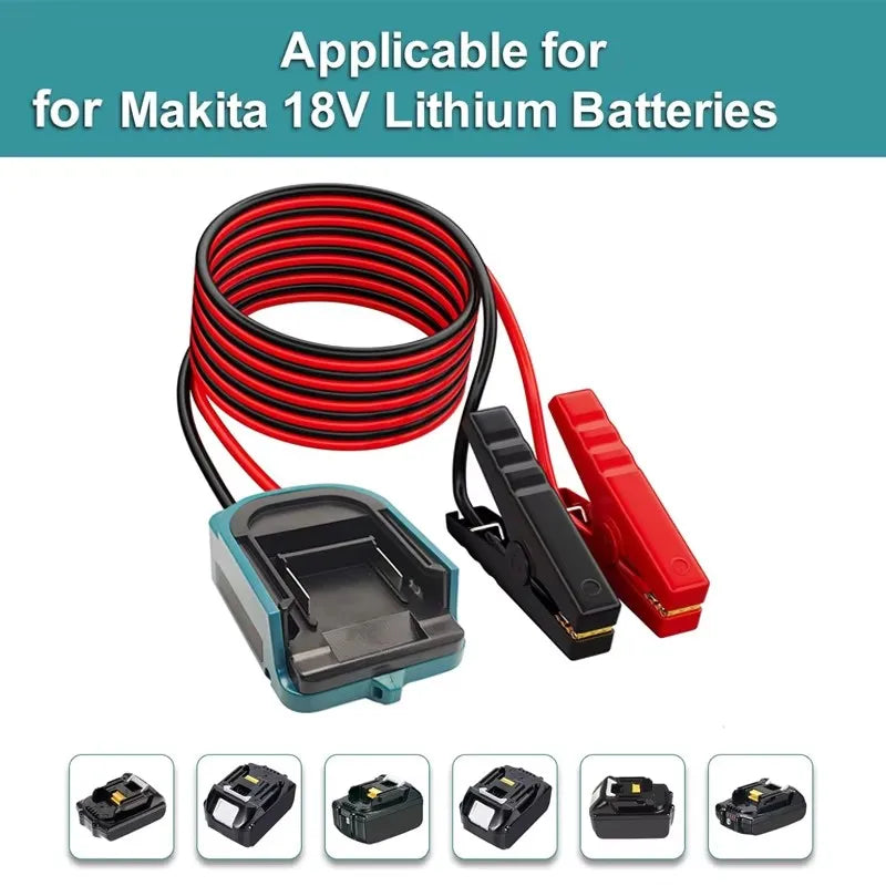 Jump Starter Adapter for 18V/20V Tool Batteries, 12AWG Leads