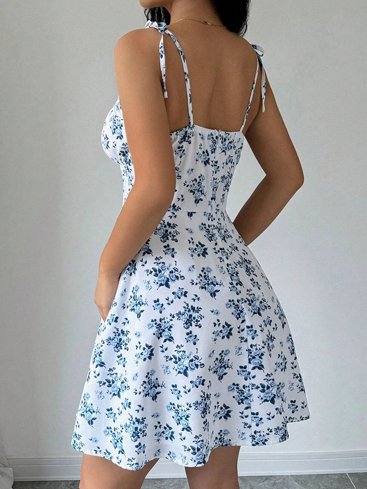 Women's Summer Floral Spaghetti Strap Beach Short Dress,Womens Dresses,Woman Clothing,Woman Clothes,Sundress,New In Dress 2025 