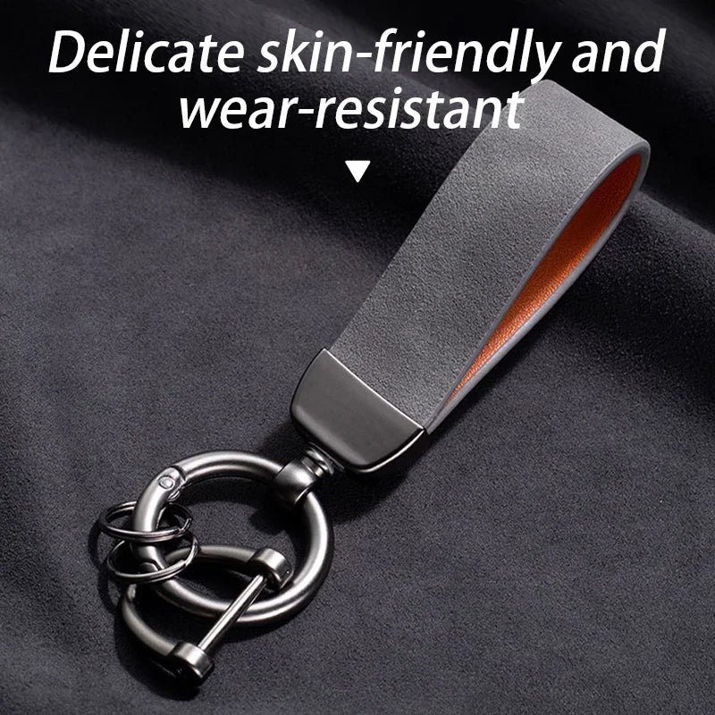 SEAMETAL Suede Car Keychain Ring Vintage Leather Zinc Alloy Key Chain Keys Holder Universal Luxury Keyring Car Accessories