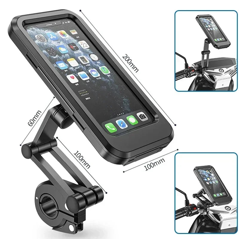 Enclosed Touch-Screen Bike Phone Holder, 360 Rotation