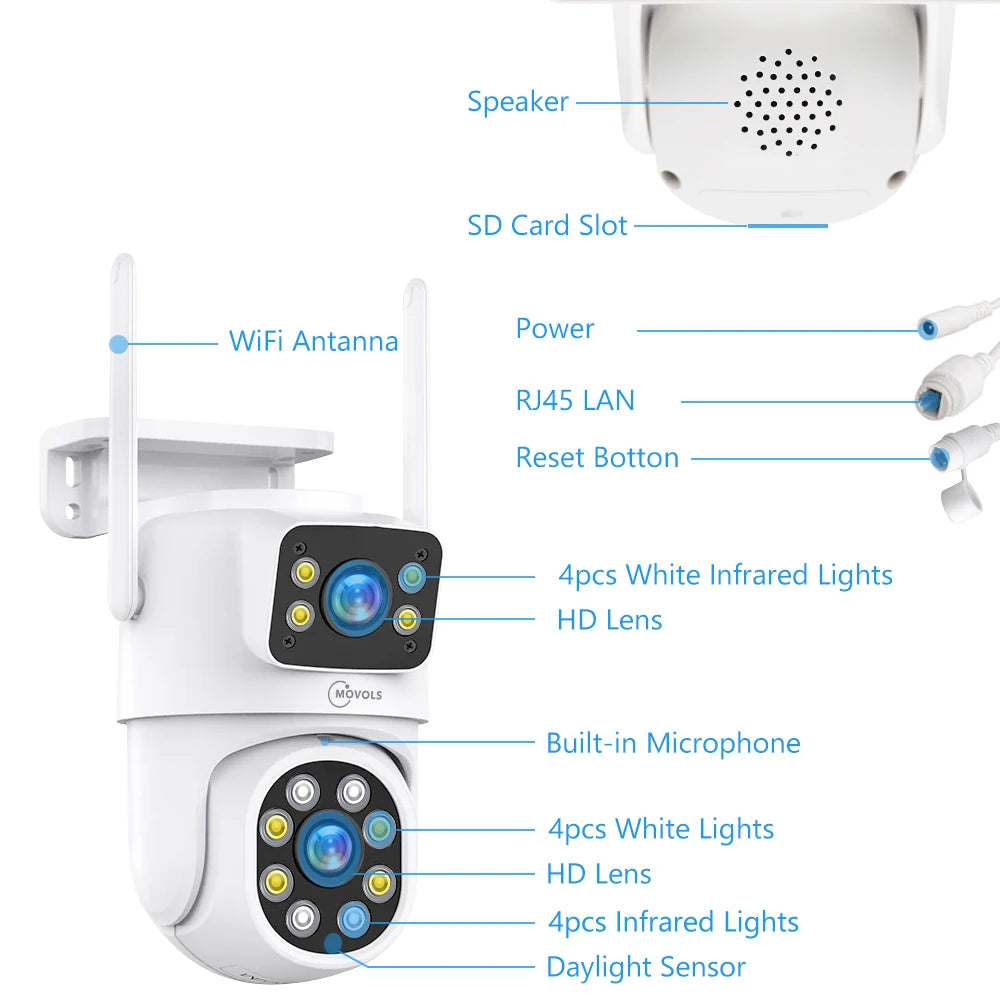 Wireless CCTV System PTZ Security Camera Kit with Two-Way Audio