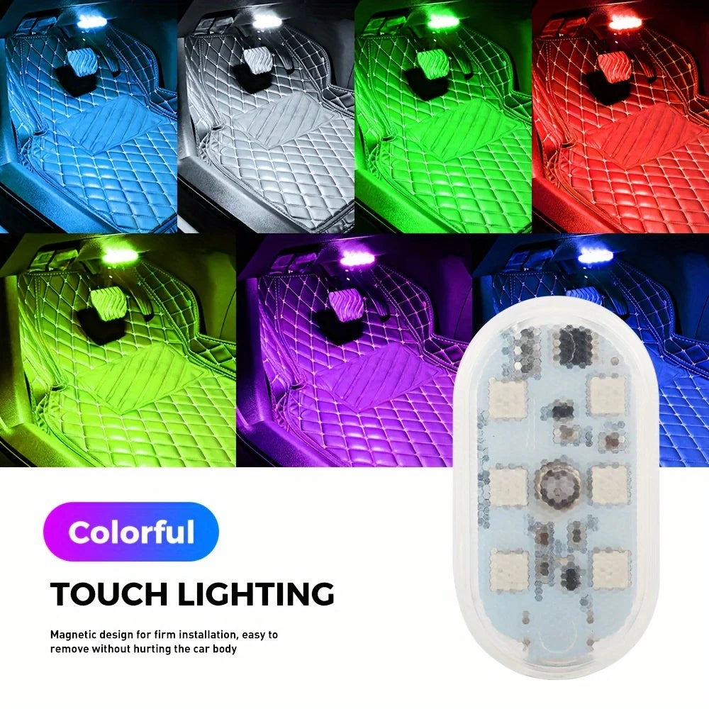 LED Touch Light Mini Wireless Car Interior Lighting Auto Roof Ceiling Reading Lamp for Trunk Storage Box USB Charging 