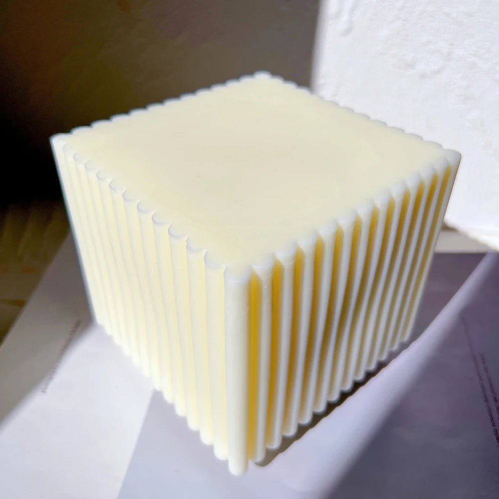 Ribbed Square Silicone Candle Mould — D206