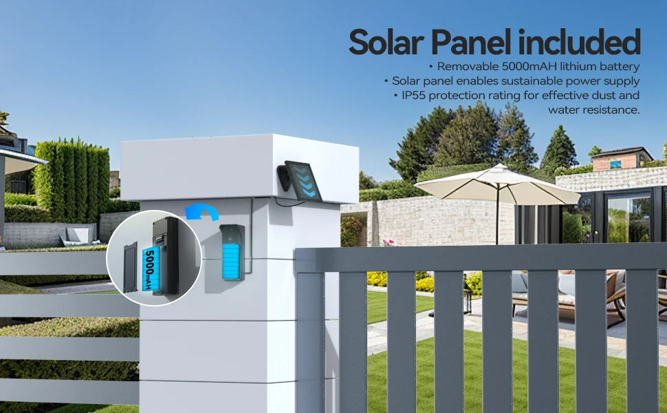 TMEZON R10-L10 Solar Powered Wireless WiFi Video Door Phone,1080P Intercom System,7'' Color Touch Monitor,Video Doorbell Peephole with Solar Panel,PIR Motion Detection,Remote Unlocking,2.5/5G WiFi