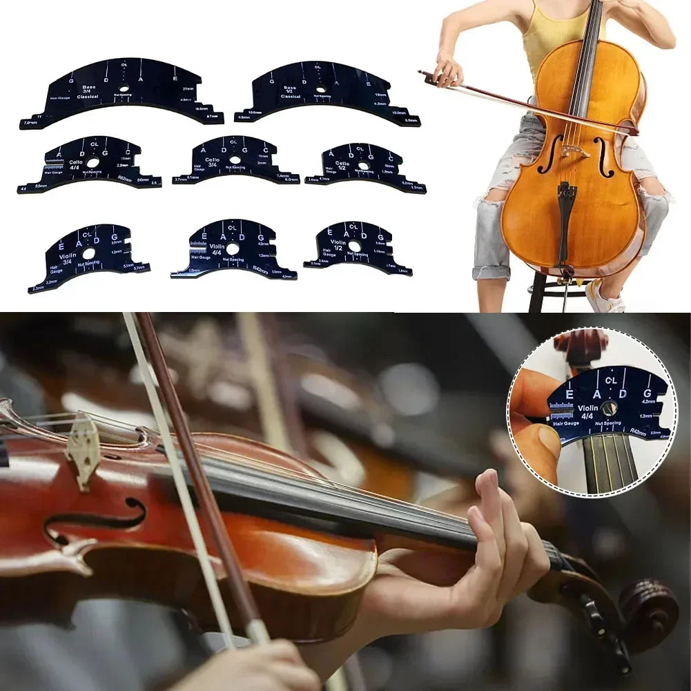 Gabarit de pont et de hauteur des cordes pour violon, violoncelle ou contrebasse