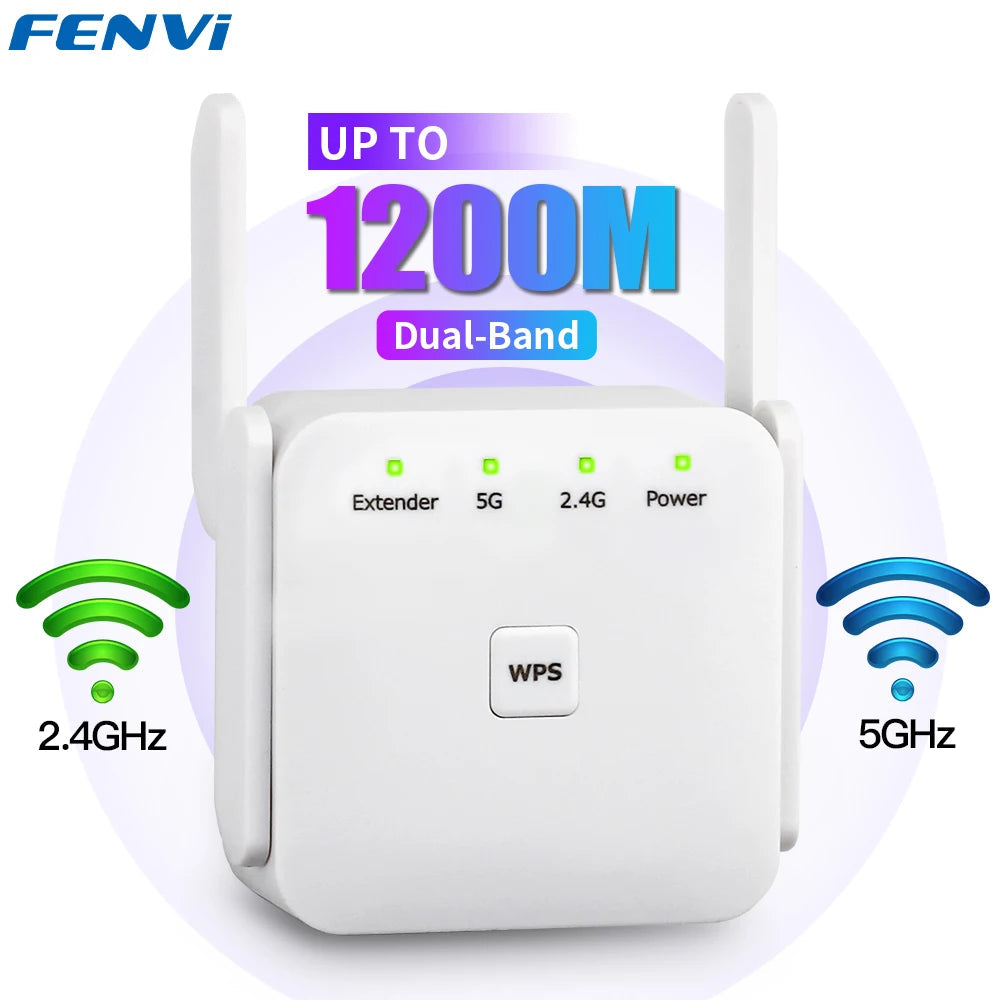 5Ghz WiFi Repeater AC1200 Wi-Fi Booster WiFi Extender Amplifier 2.4G/5GHz Wi-Fi Signal Booster Long Range Network Access Point 