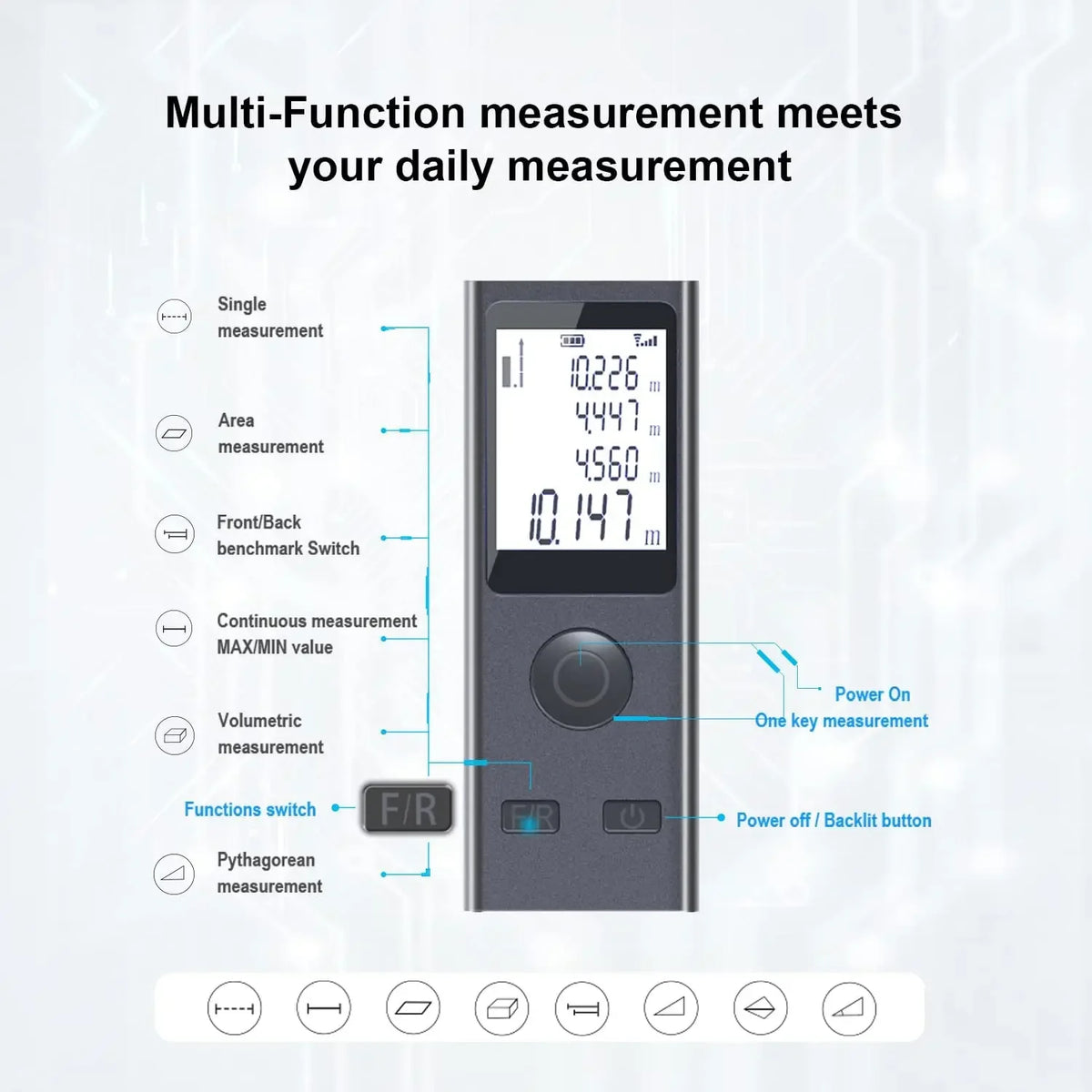 Rechargeable Mini Laser Distance Meter, 30/40/50m