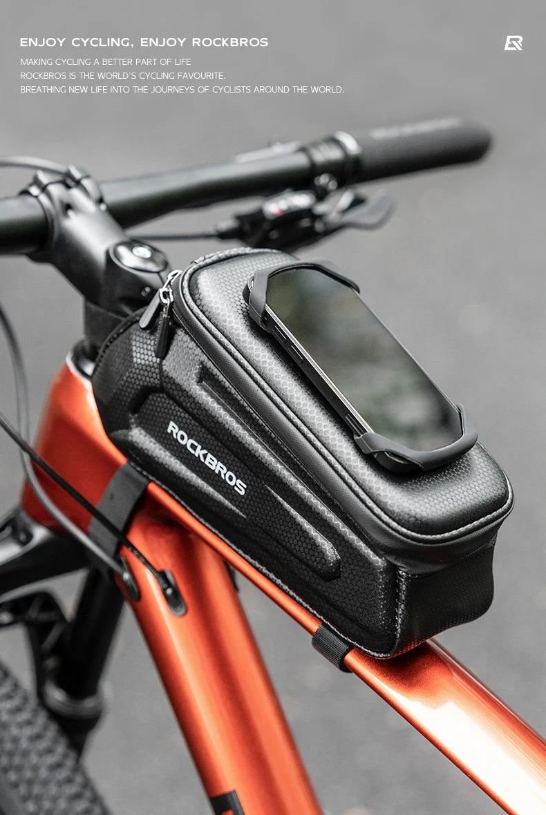 Geantă pentru ghidon cu suport telefon 360° și husă pentru ecran tactil