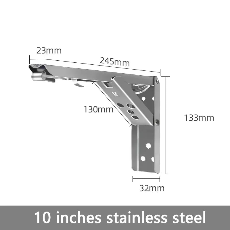 Folding Shelf Brackets, Black or Steel Finish, Pair