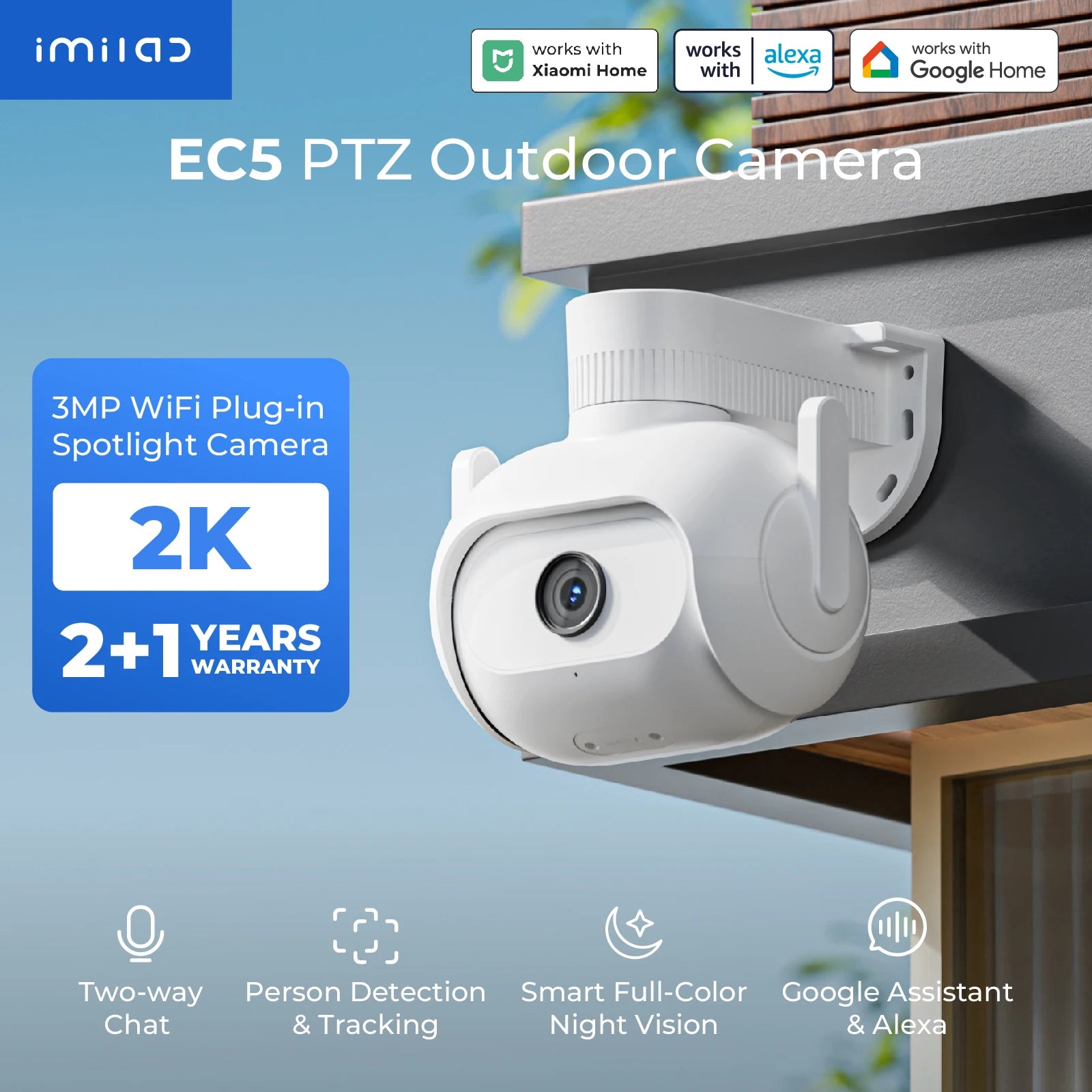 IMILAB EC5 2K Outdoor Floodlight Security Camera with 360° Tracking