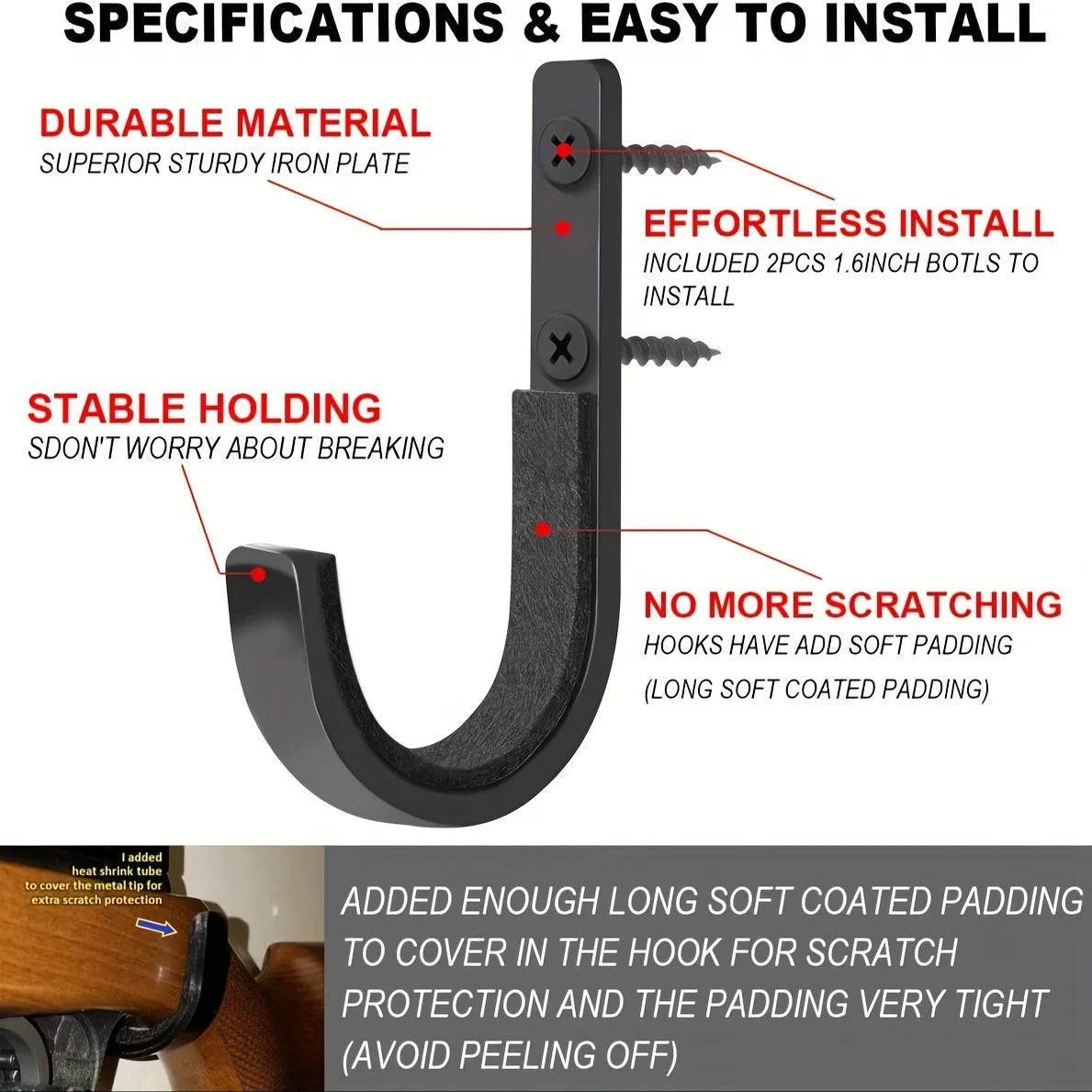 Padded Steel Wall Hangers, Pair