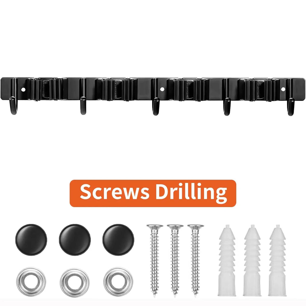 Heavy-Duty Metal Tool Rack - Wall-Mounted 4-Slot, 5-Hook Storage