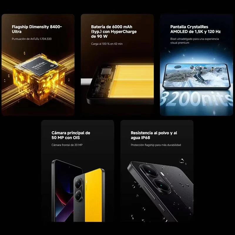 POCO X7 Pro 8GB/256GB 12GB/256GB 12GB/512GB NFC senza caricatore UE Versione globale cellulare