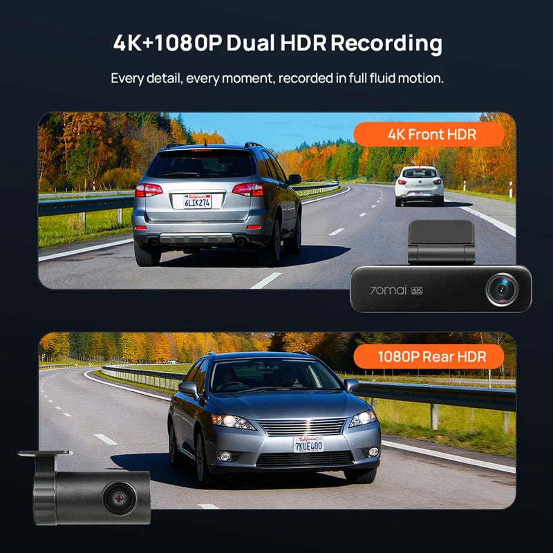 4K Dash Cam with 128GB Storage, GPS, ADAS & 24H Parking Guard