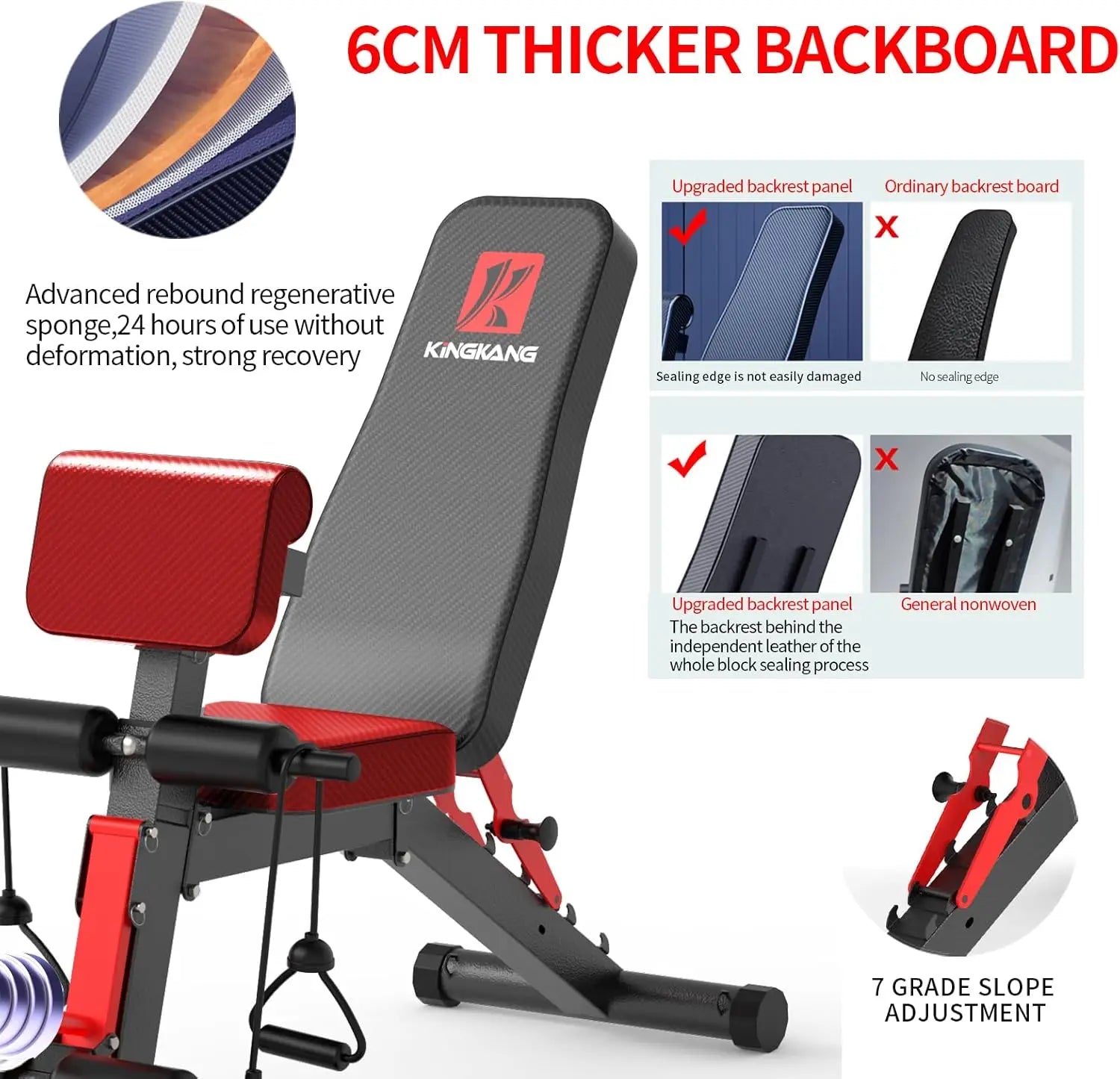 Foldable Adjustable Weight Bench with 1000 lb Capacity, 6 Inclines