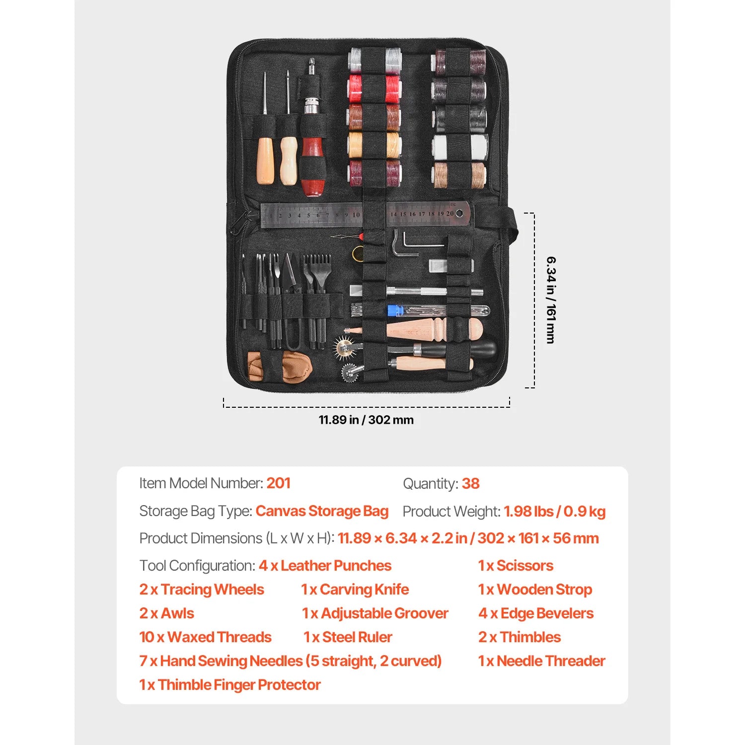 Leather Working Tools Kit Set with Storage Bag (38–92 Pieces)