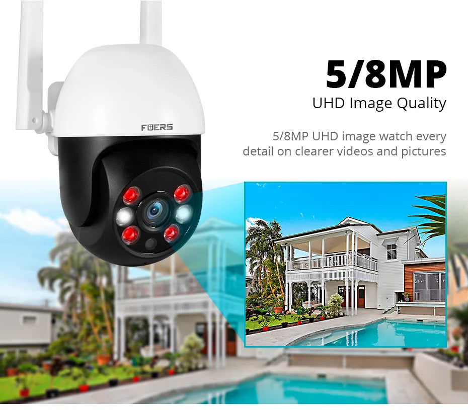 8MP 4K Outdoor PTZ WiFi Security Camera with AI Human Detection