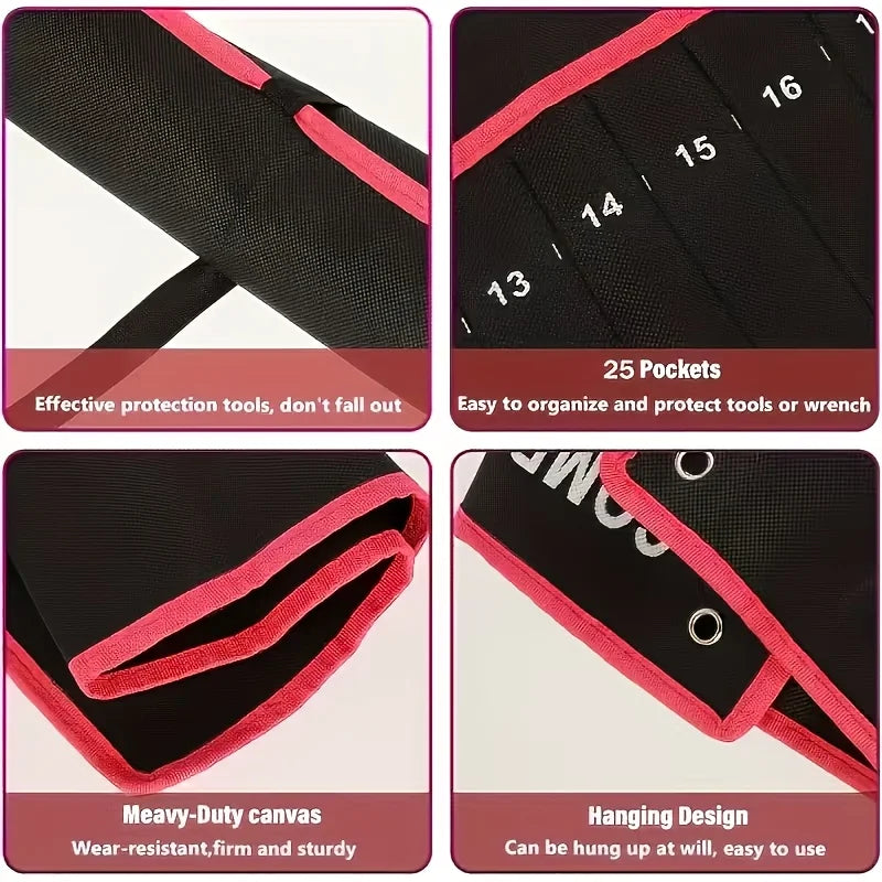 Organisateur d'outils enroulable à quatorze poches