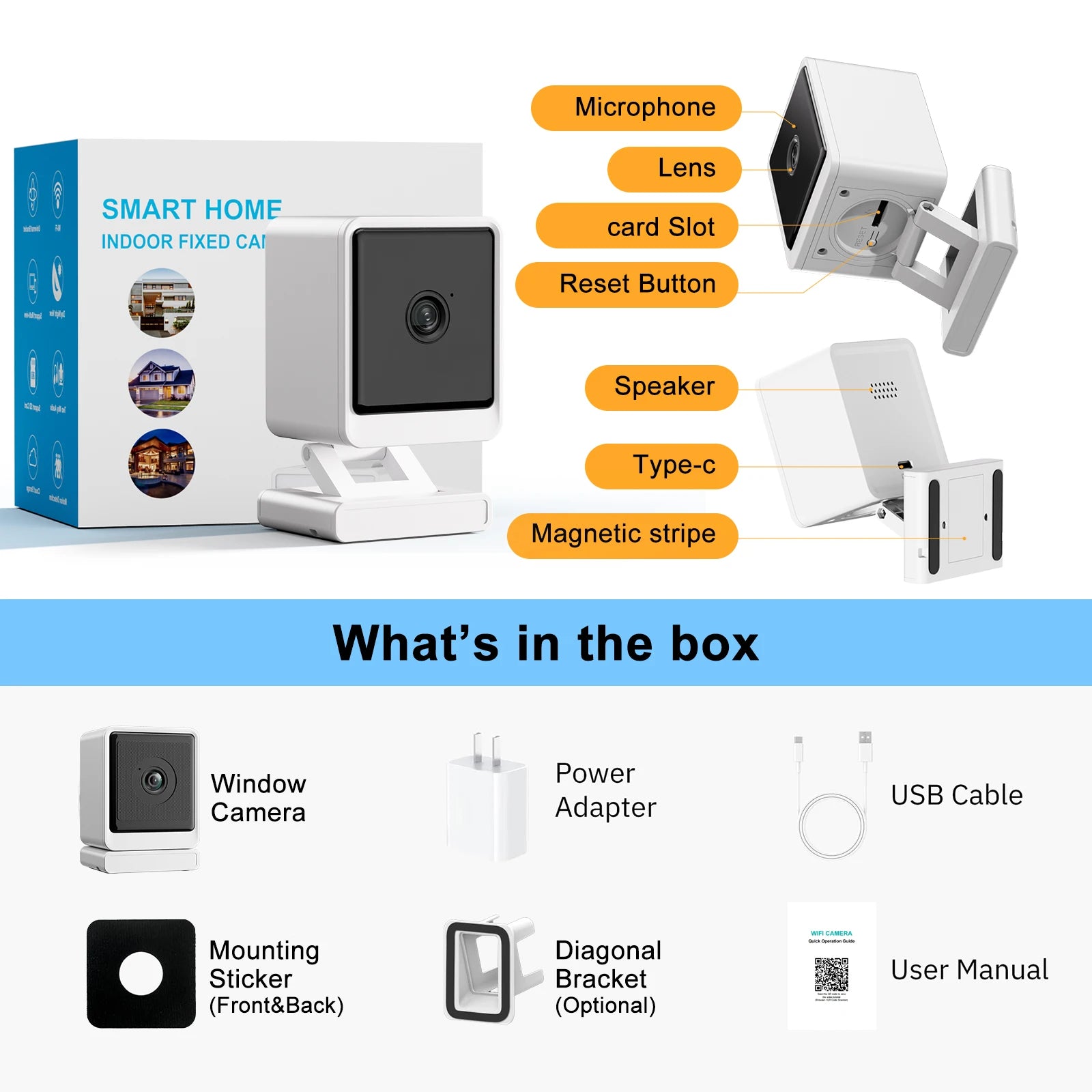 1080P Indoor Window Security Camera with 2-Way Audio