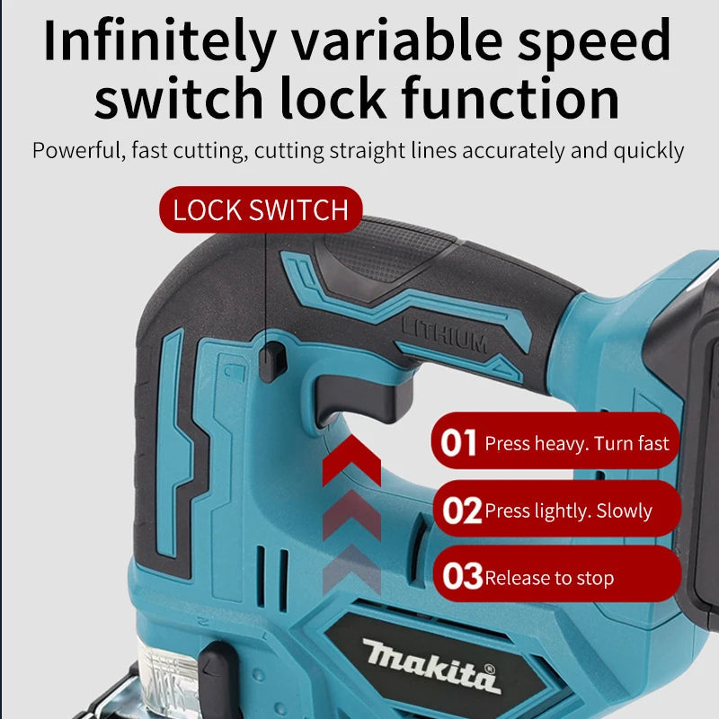 Makita 3000RPM Brushless Jigsaw 340W Electric Jig with Saw Blade 18v Cordless Barrel Handle Jigsaw For Makita Battery 