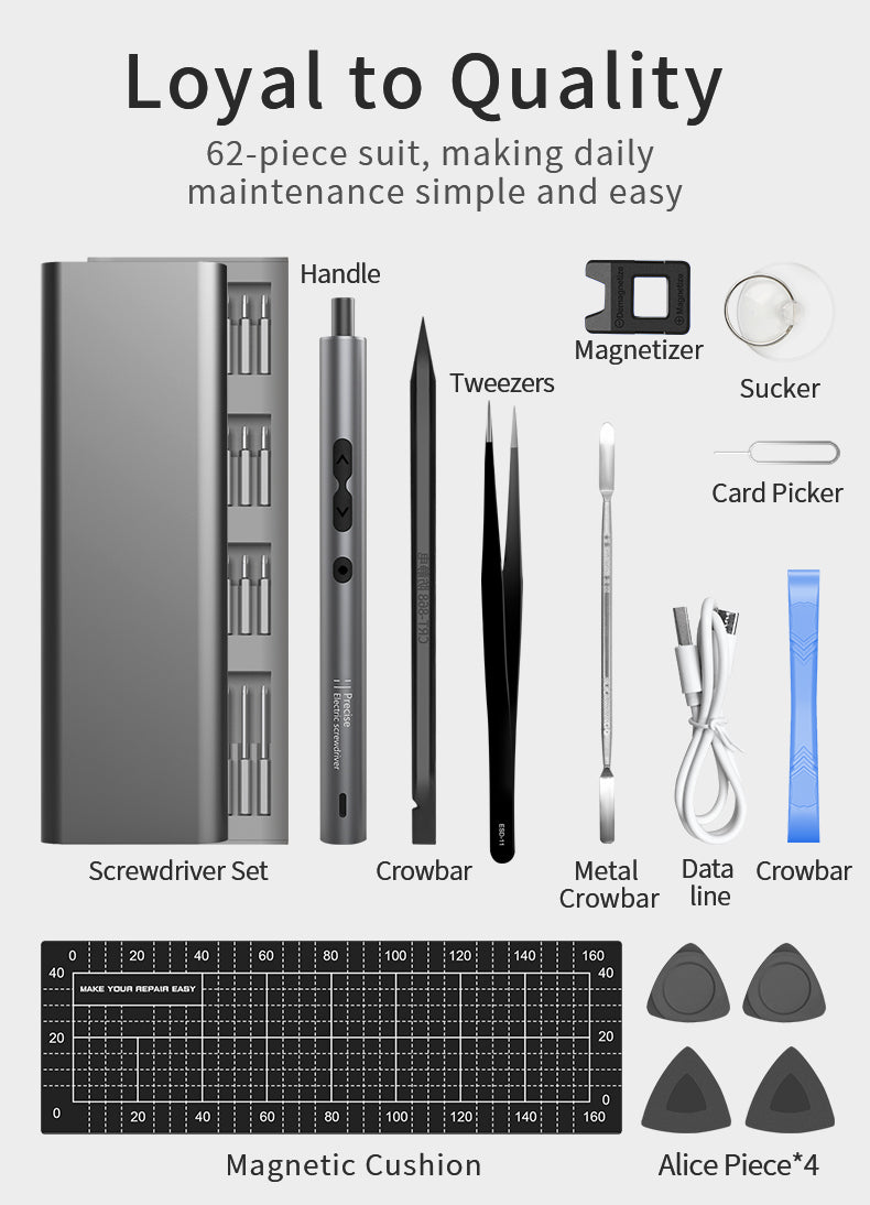 62/6 in 1 Electric Screwdriver Set Precision Handle Portable Power Tool Kits Wireless Cordless Small Bits for Phone Watch Repair 