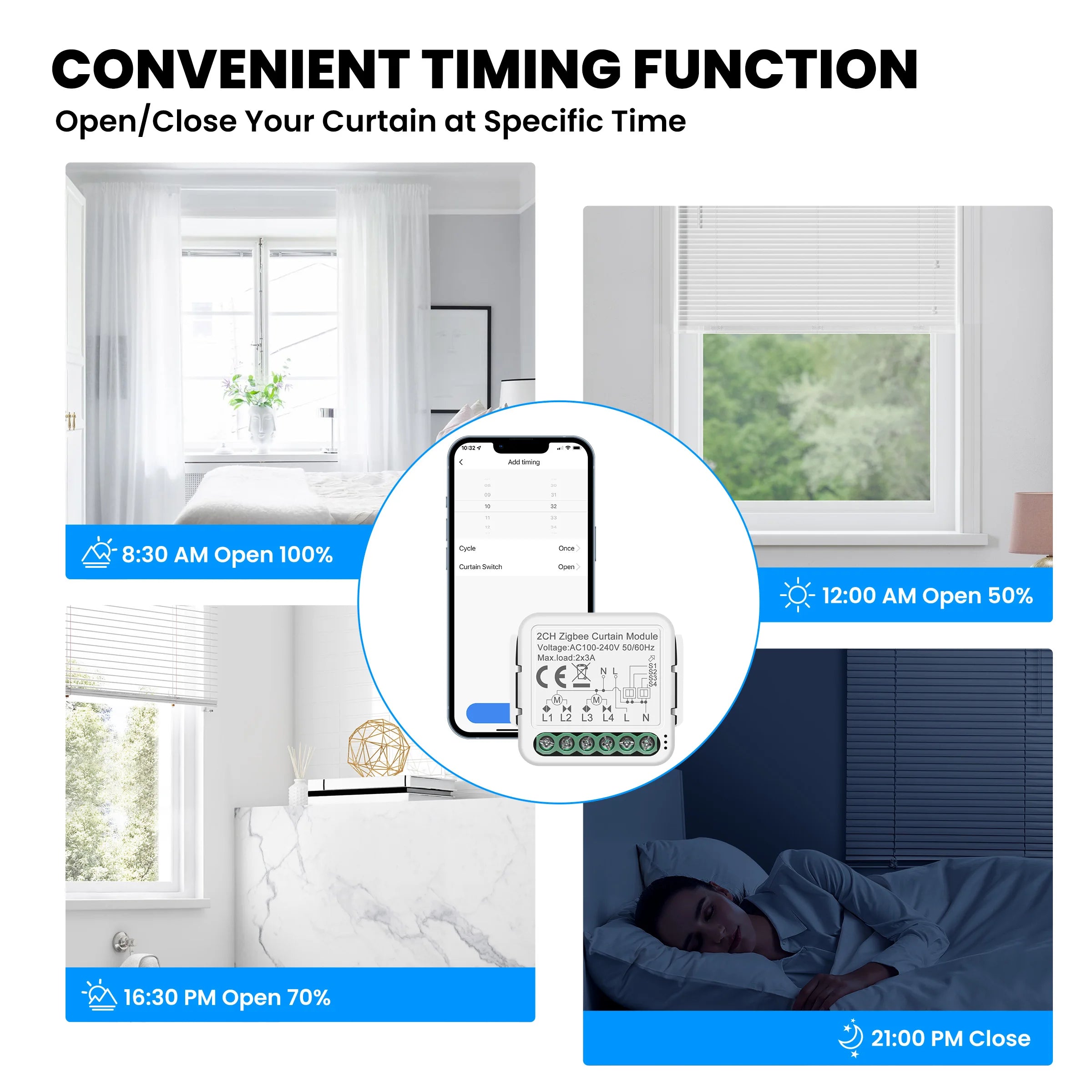GIRIER Tuya Smart ZigBee/Wi-Fi RF433 Curtain Switch Module for Electric Roller Shutter Blind Motor 1/2CH Works Alexa Hey Google 