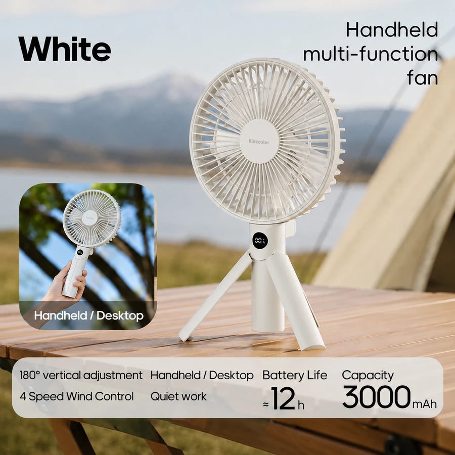 Genopladelig KC-F80-stativventilator med digitalt display