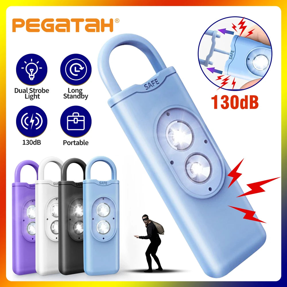 Self Defense Alarm 130DB LEDLight Anti-wolf Alert for Girl Child Women Carrying Scream Loud Panic Alarm Emergency Alarm Keychain 