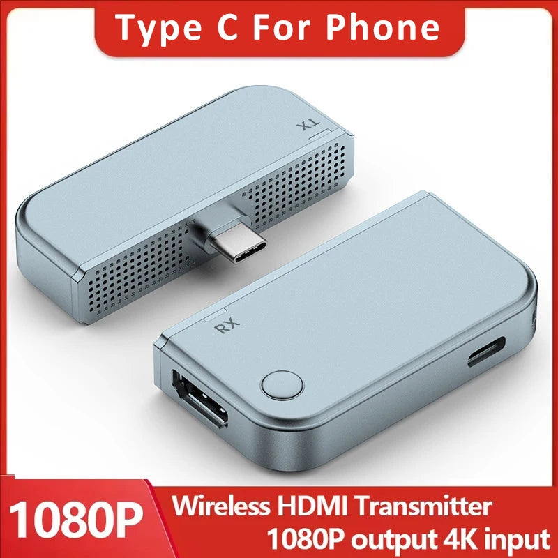 Type-C to HDMI Wireless Transmitter and Receiver 4K Decode Video Transceiver 50m Extender Kit