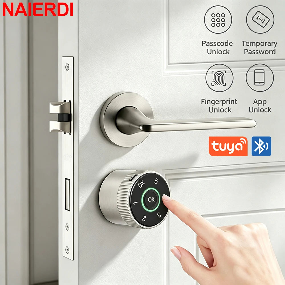 NAIERDI Smart Electronic Lock Cylinder Tuya App Fingerprint Password Unlock Upgrade for Mechanical Door Locks Security Home