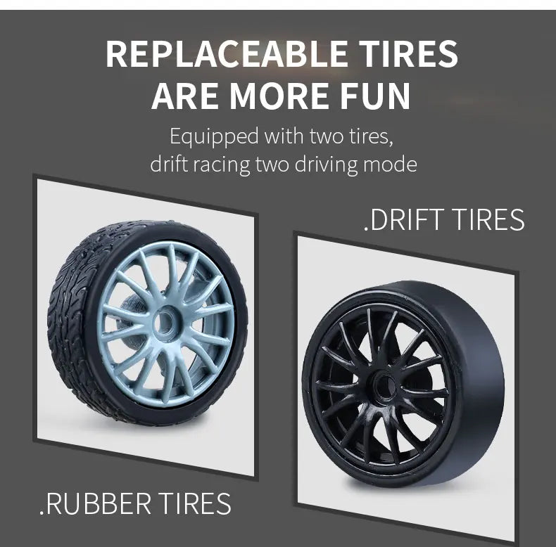 1:24 High Speed RC Drift Vehicle Cars Mustang 4WD Remote Control Racing Car Gift Competition Race Car Boys Toy Replaceable Tire 