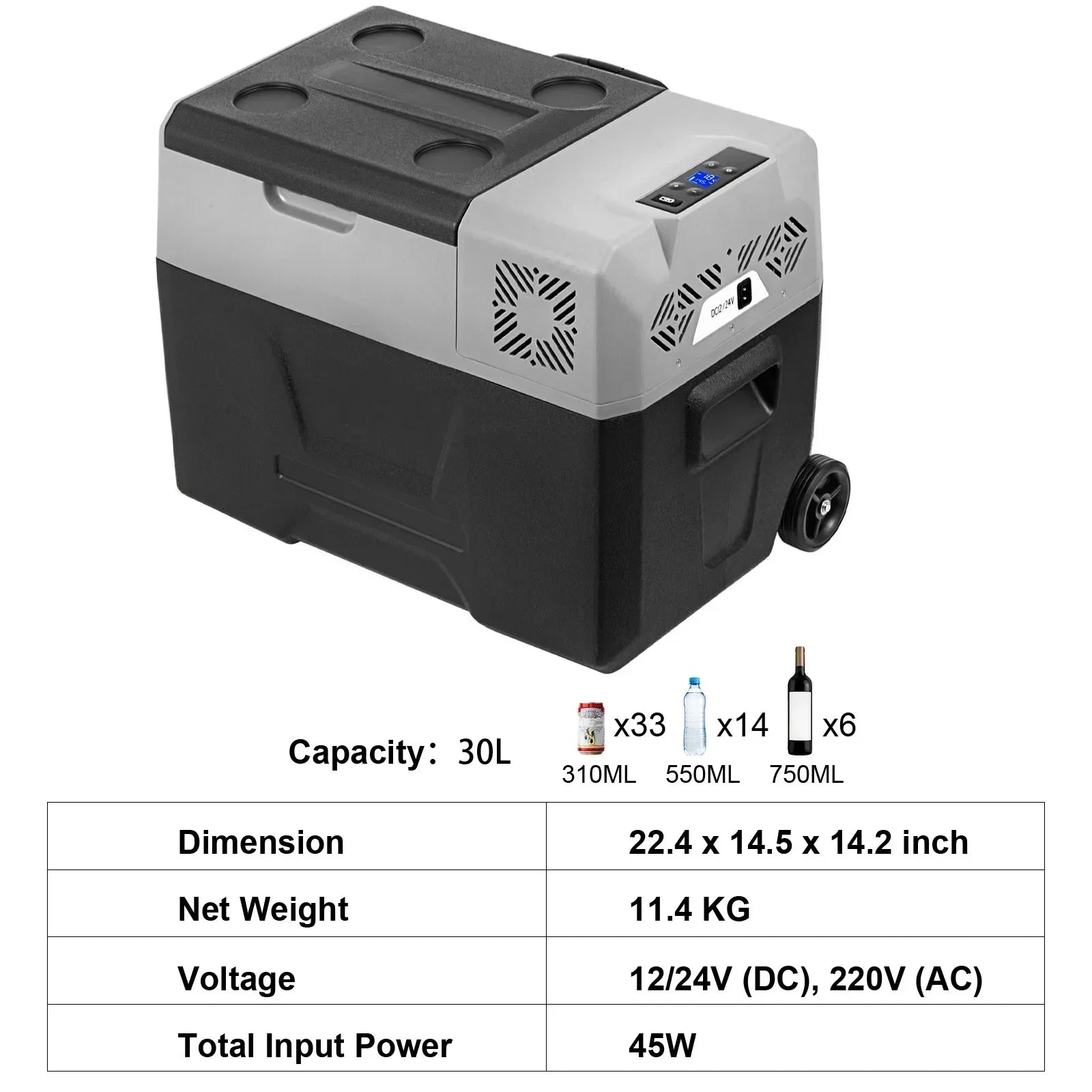 Portable 12V Car Refrigerator Freezer with Fast Cooling -20℃ to 50℉