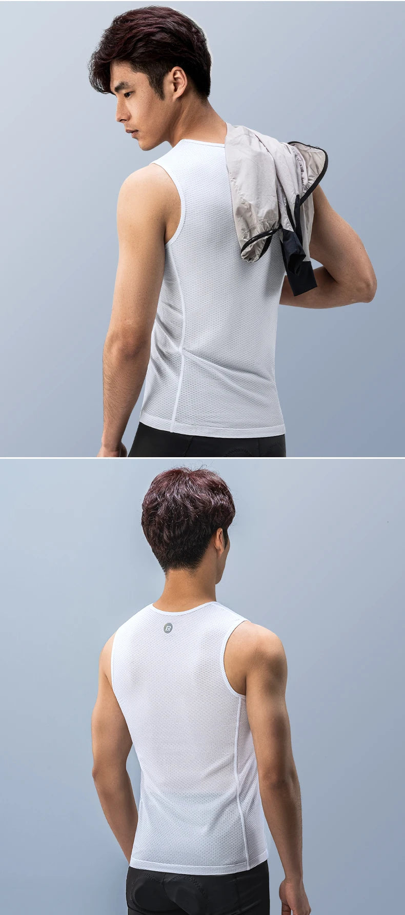 Męska oddychająca kamizelka rowerowa z szybkoschnącej siateczki, bezrękawnik podkoszulek