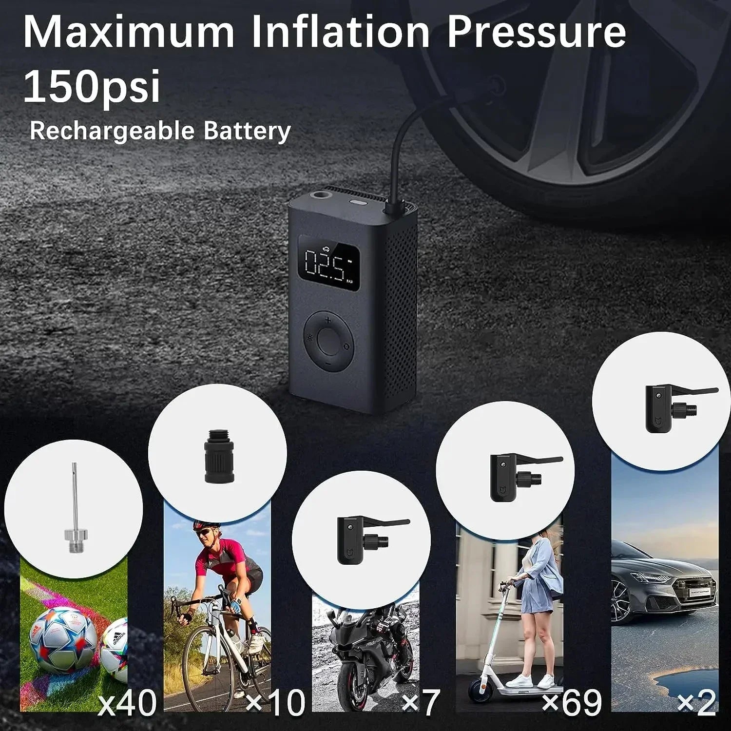 Přenosný digitální kompresor na pneumatiky Xiaomi Portable Air Compressor 2