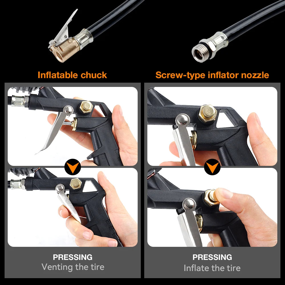 Tire Pressure Gun 0-16Bar/0-220PSI Pressure Gauge, Tire Pressure Measuring Tool, Inflatable/Deflated, Inflation Pump Accessories