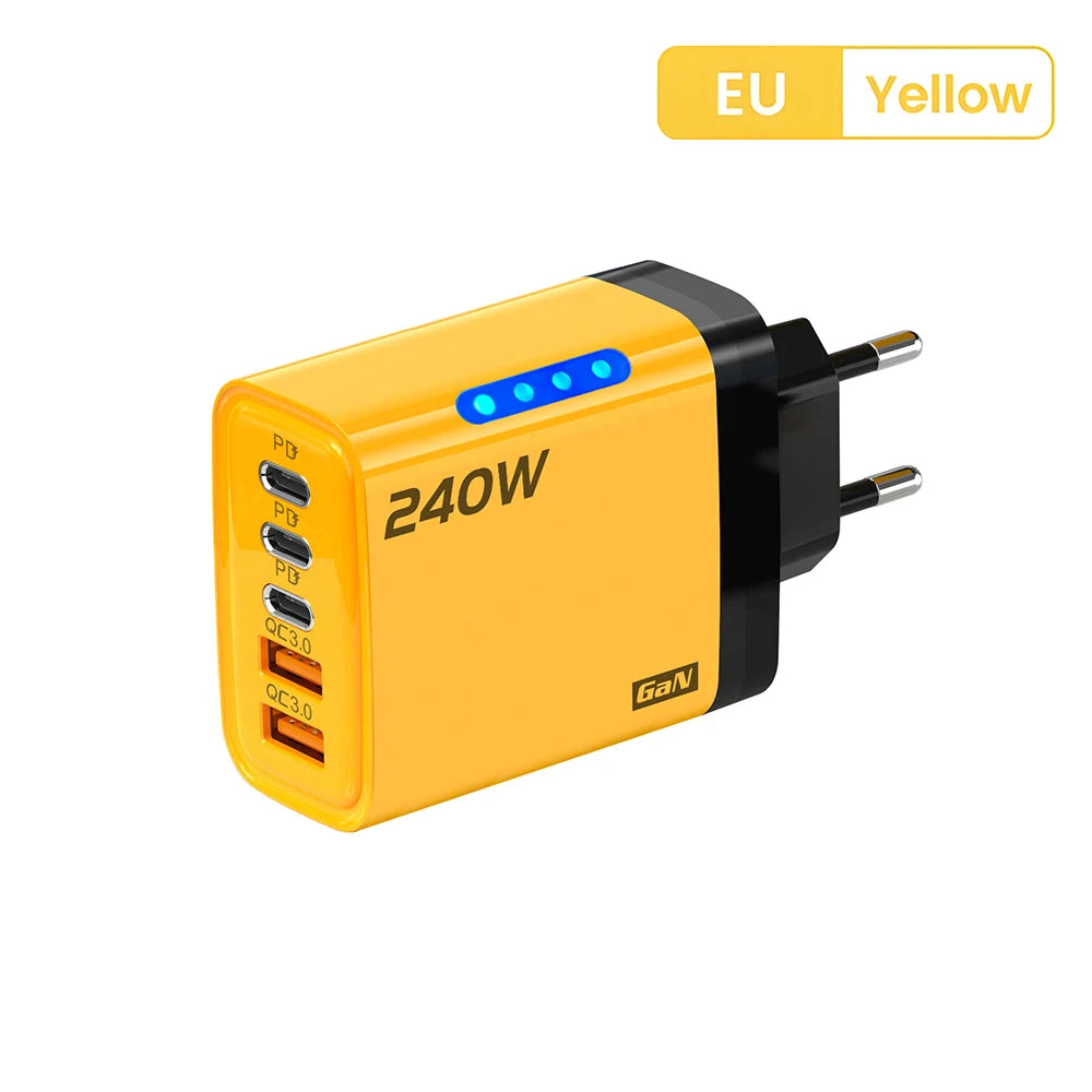 5 Ports USB C PD Charger Quick Charge 3.0 Type C USB Phone Chargers Fast Charging Adapter For iPhone 16 15 Samsung Xiaomi Huawei 