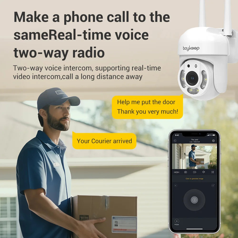 BoyKeep 3MP 2.4GHz WiFi Outdoor Home Security IP Smart Monitor Video Surveillance Camera Full Color Night Vision 