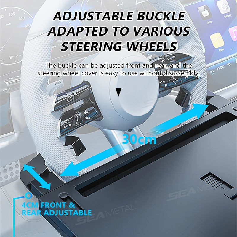 SEAMETAL Extendable Steering Wheel Tray Car Temporary Tray for Driver Adjustable Silicone Anti Slip Clip Foldable Hidden Tray