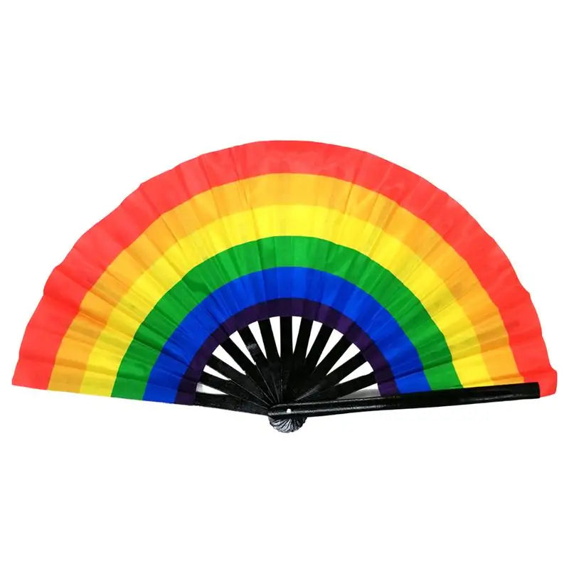 Ventaglio pieghevole arcobaleno con stecche in bambù